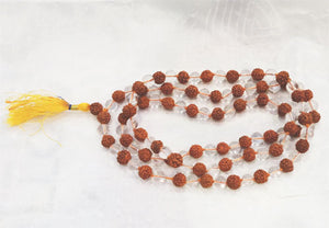 RUDRAKSHA WITH CRYSTAL MALA BEADS - 108 BEADS
