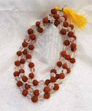 RUDRAKSHA WITH CRYSTAL MALA BEADS - 108 BEADS