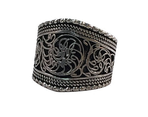 SILVER RING - Silver Plated with Filigree- Adjustable
