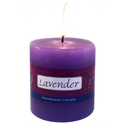 Lavender Pillar Candle - 3 X 3 Inch Hand Made