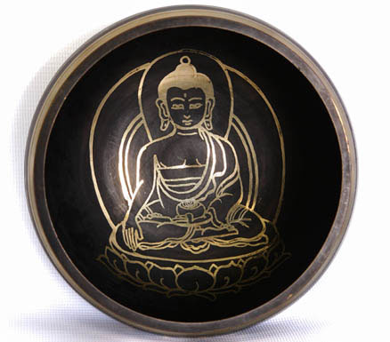 Tibetan Singing Bowl Set - Shakyamuni Buddha (Black Finish)