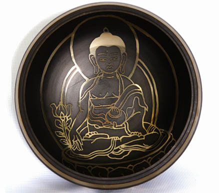 Tibetan Singing Bowl Set - Medicine Buddha (Black Finish)