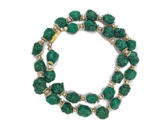 Turquoise Necklace with Metal Beads and Clasp