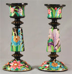 HANDPAINTED CANDLE STAND PAIR- Floral Design