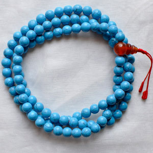 PRESSED TURQUOISE MALA 108 beads