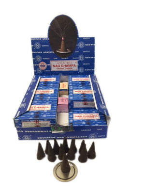 Satya Sai Baba NAG CHAMPA CONES - (Box of 12 Cones) DOZEN