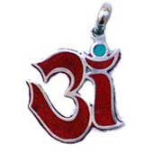 OM PENDANT - CORAL Silver Plated
