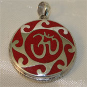 OM PENDANT- RED Sterling Silver