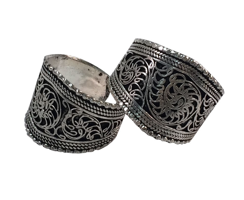 SILVER RING - Silver Plated with Filigree- Adjustable