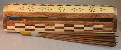 COFFIN BOX BURNER Fancy Wood Inlay