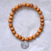 Wooden Stretch Braceletwith Round OM Charm
