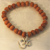 Wooden Stretch Bracelet with Carved OM Charm