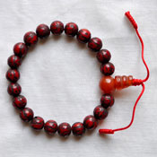 Om Mani Padme Hum Wrist Mala - Red Beads