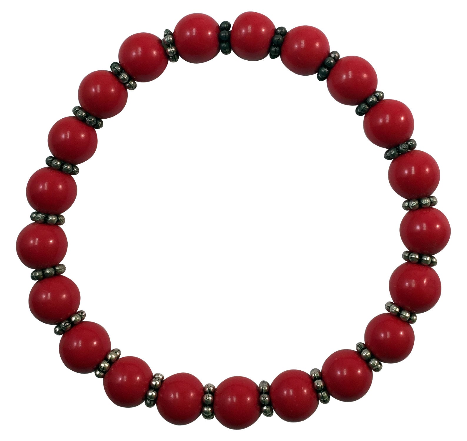 CORAL BEADS  with Spacer Beads- Stretch Bracelet