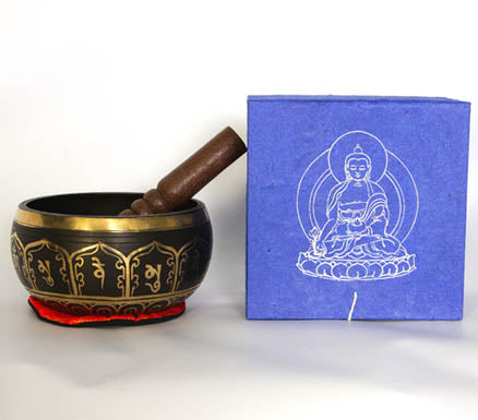 Tibetan Singing Bowl Set - Medicine Buddha (Black Finish)