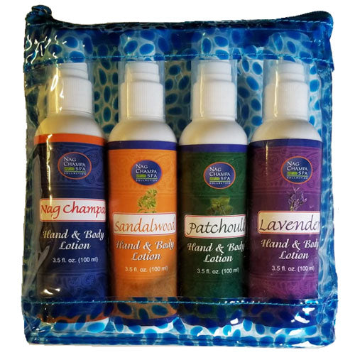 Nag Champa Hand & Body Lotion Gift Set - 4 Bottles, 3.5 oz. each