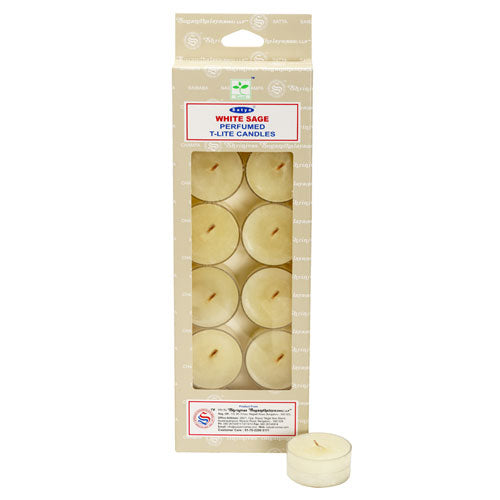 White Sage Tea Light Candles - Box Of 12, from Satya Bengaluru (BNG)