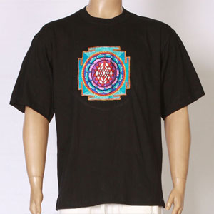 EMBROIDERED T-SHIRT SHRI YANTRA design - Black