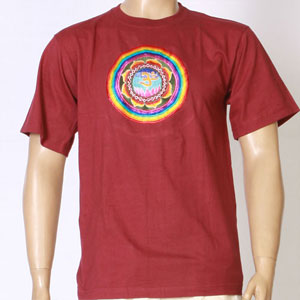 EMBROIDERED T-SHIRT-COSMIC OM design - Dark Red