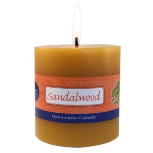 Sandalwood Pillar Candle - 3 X 3 Inch Hand Made-CP-SAN