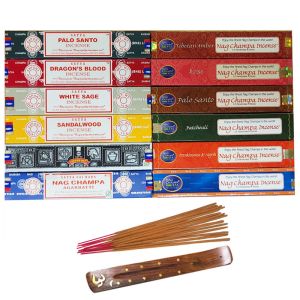 SUPER 12 Nag Champa Sampler- 15 grams- 12 Boxes with FREE BURNER-SUPER-12-SAMPLER
