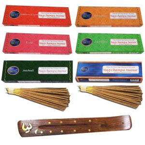 Nag Champa - 600 Sticks Fragrance Sampler - (6 Boxes X 100 Sticks Each)  Now With Free Holder!-NAG-100-SAMPLER