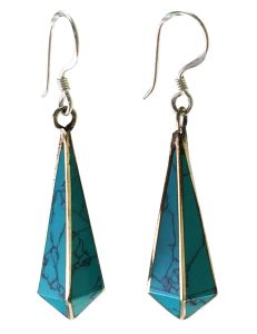 Tibetan Drop Earrings- Turquoise-SJ-9