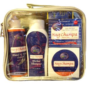 Nag Champa Spa Deluxe Gift Set - (Lotion, Shampoo, Soap, Oil, Candle) FREE PERFUME ROLL-ON-SPA-1