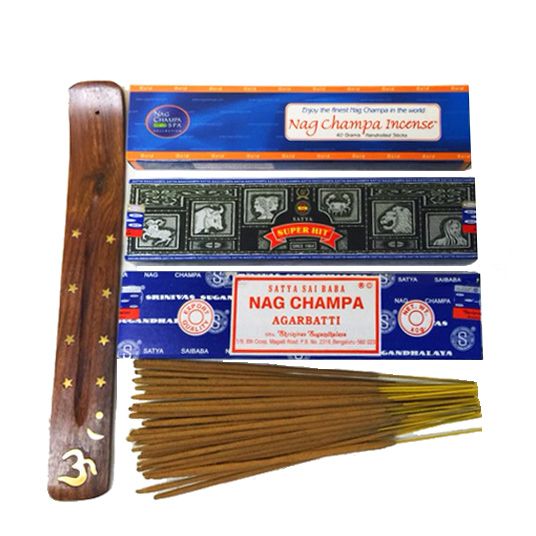 Nag Champa Super Hit Incense Sticks & Holder Bundle Variety Pack From House  Of Satya Incense Sticks And Trumiri 